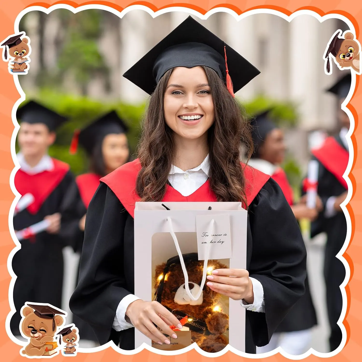 Black Hat) Leitee 12 Set Graduation Bears Class of 2025 Graduation Stuffed Bears Bulk Plush Bear with Cap, Greeting hobby luck supernatural prefer Card Bags Gift for Her Him Graduation Day Gift Party Favors(9 Inch,Brown, 