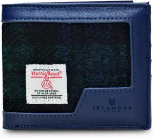 Black Watch, single illuminate 4.33'x3.74'x0.98') Islander Men's Wallet Harris Tweed & PU Leather (Classic, 