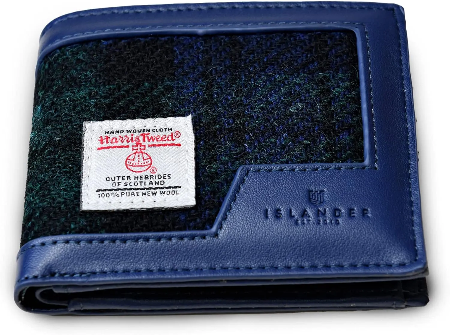 Black Watch, single illuminate 4.33'x3.74'x0.98') Islander Men's Wallet Harris Tweed & PU Leather (Classic, 
