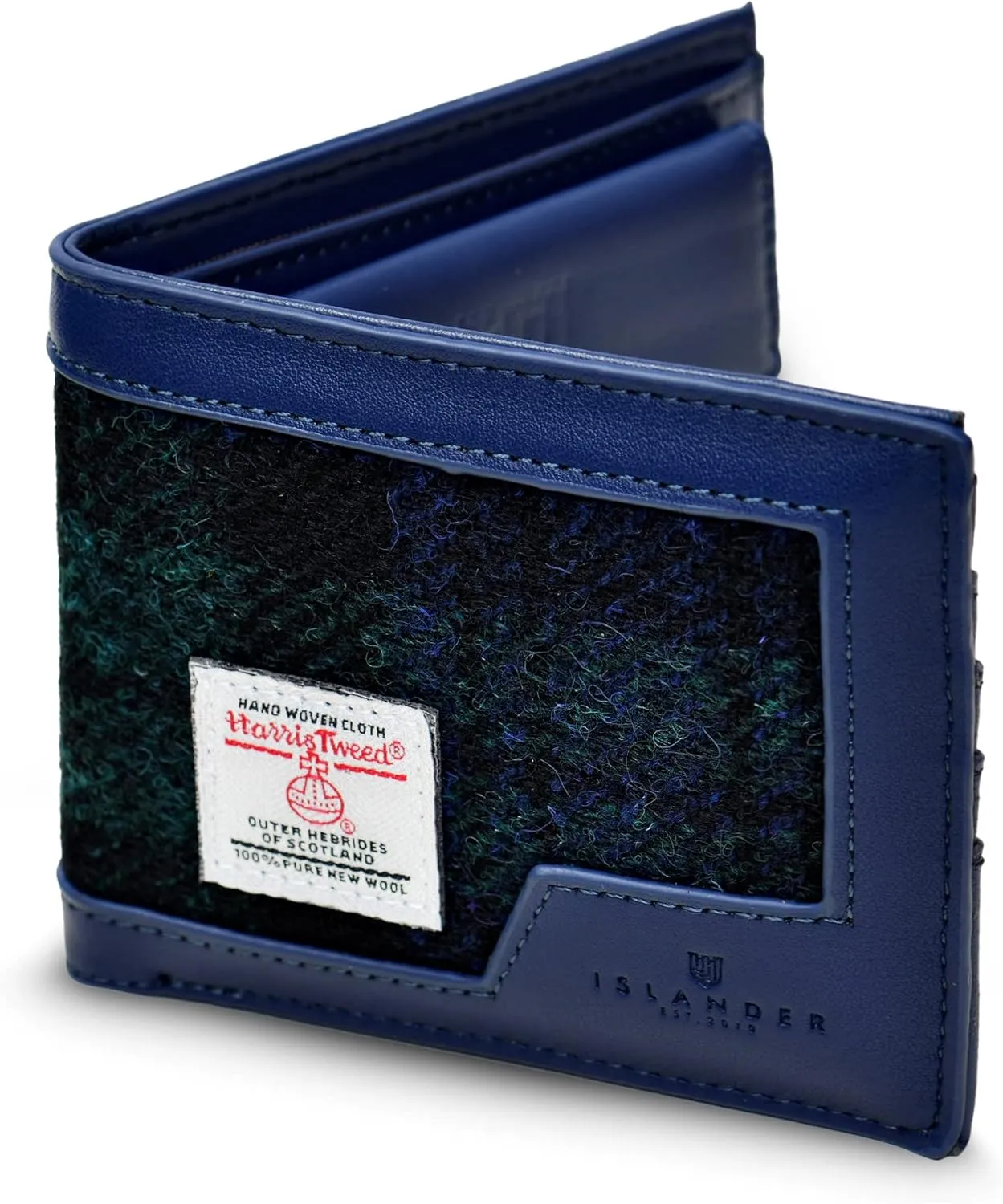 Black Watch, single illuminate 4.33'x3.74'x0.98') Islander Men's Wallet Harris Tweed & PU Leather (Classic, 