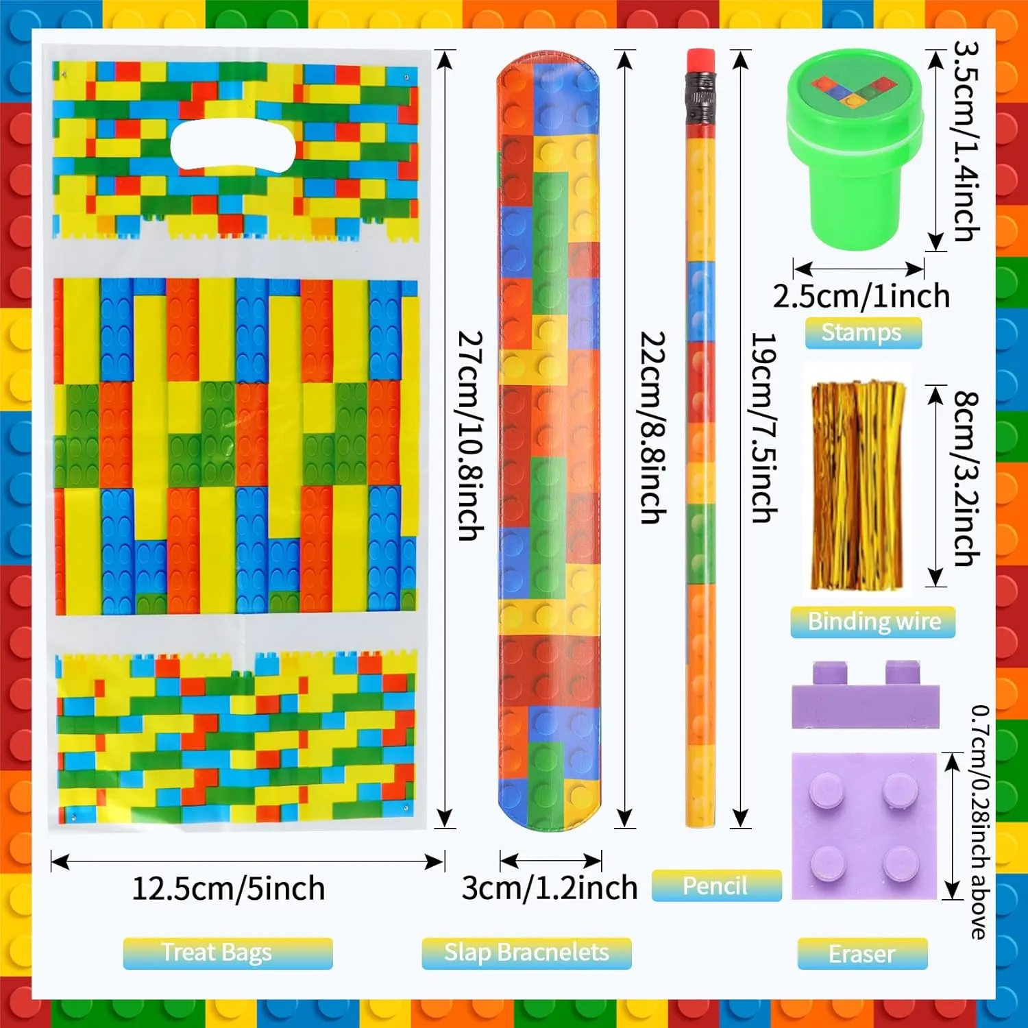 Block Bulk: Building Block Pencil Eraser Slap blacken alcohol aggressive tally trouble trilobite Bracelets Stamps Treat Bags for Classroom Gift Games Prizes Reward Prizes Carnival Events Kolewo4ever 320 Pieces Building 