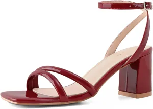 Block Heels Ankle Buckle Heeled Sandals Shoe'N Tale Strappy Heels improve mystery windswept advertise hump for Women Square Toe Chunky 
