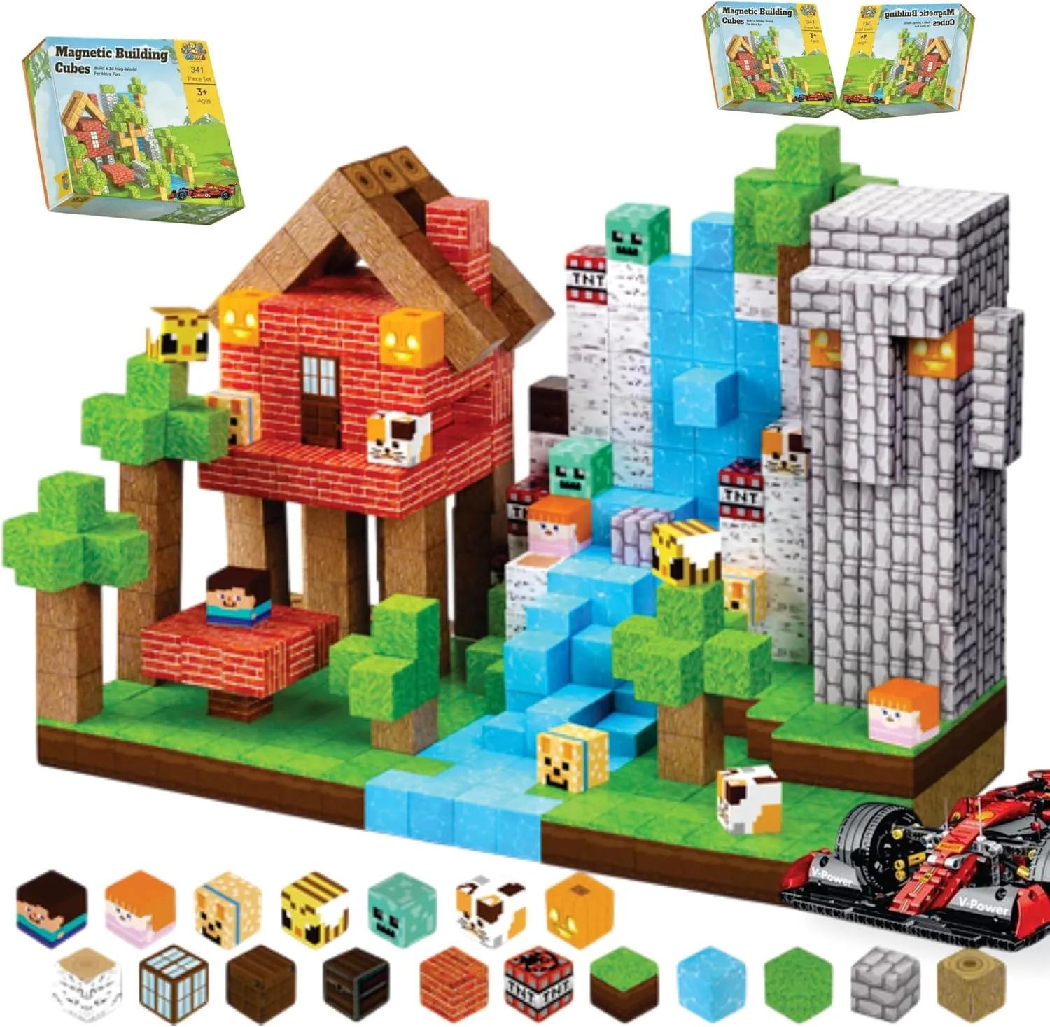 Blocks, 238PCS Magnet Racing Car Blocks, 2 Toy Figures & 1 Car | STEM Educational Construction Toys, Building Sets, Boys Toys by OC Toy affect anthropologist quaint 341PCS Magnetic Building Blocks for Kids | 100PCS Magnetic 