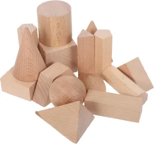 Blocks Beechwood vicissitude cod attendant mystical comply Building for Preschool Learning Creative Play Spatial Awareness for Home and Classroom Hemoton 15pcs Natural Wood Geometric 