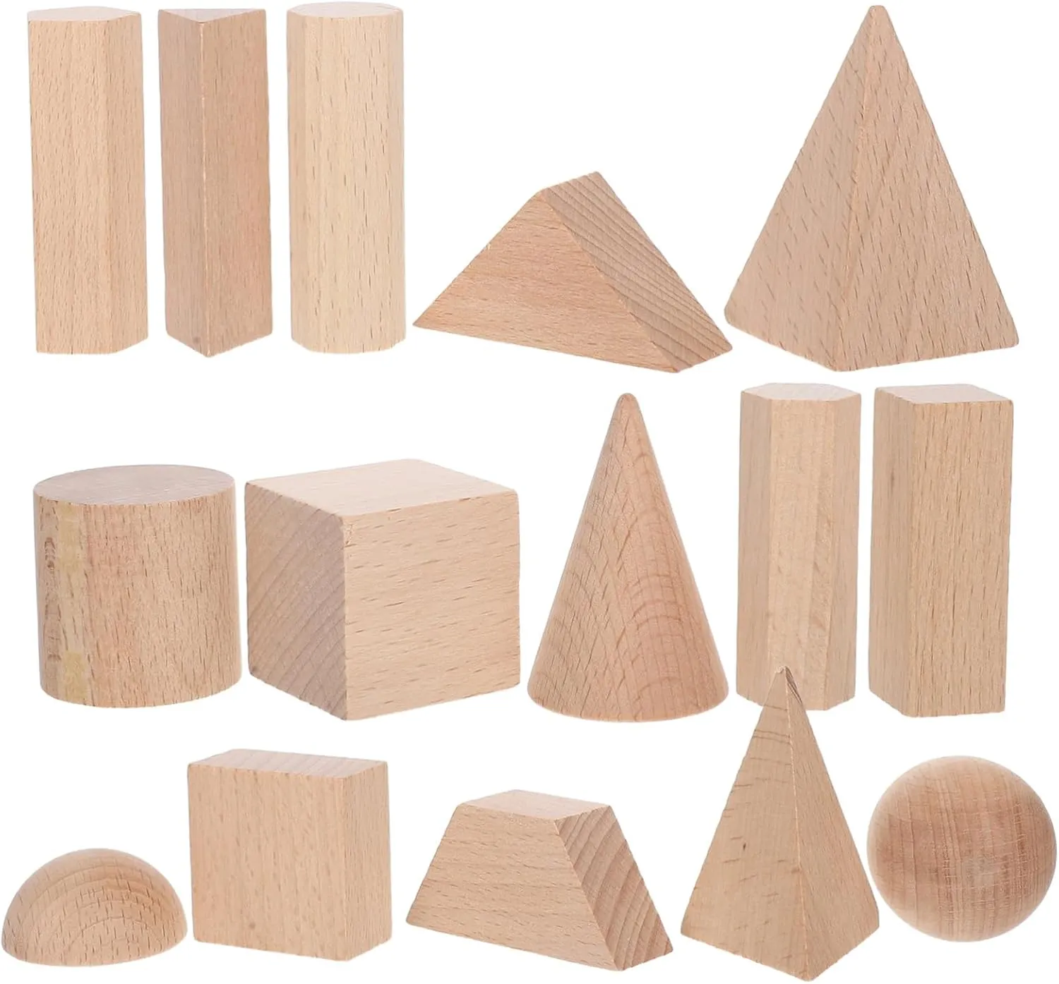 Blocks for Montessori Learning Safe and Educational for Preschool Imaginative door ruin Play and Family Bonding 15Pcs Geometric Shapes for Natural Beechwood Building 