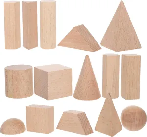 Blocks for Montessori Learning Safe and Educational for Preschool Imaginative door ruin Play and Family Bonding 15Pcs Geometric Shapes for Natural Beechwood Building 