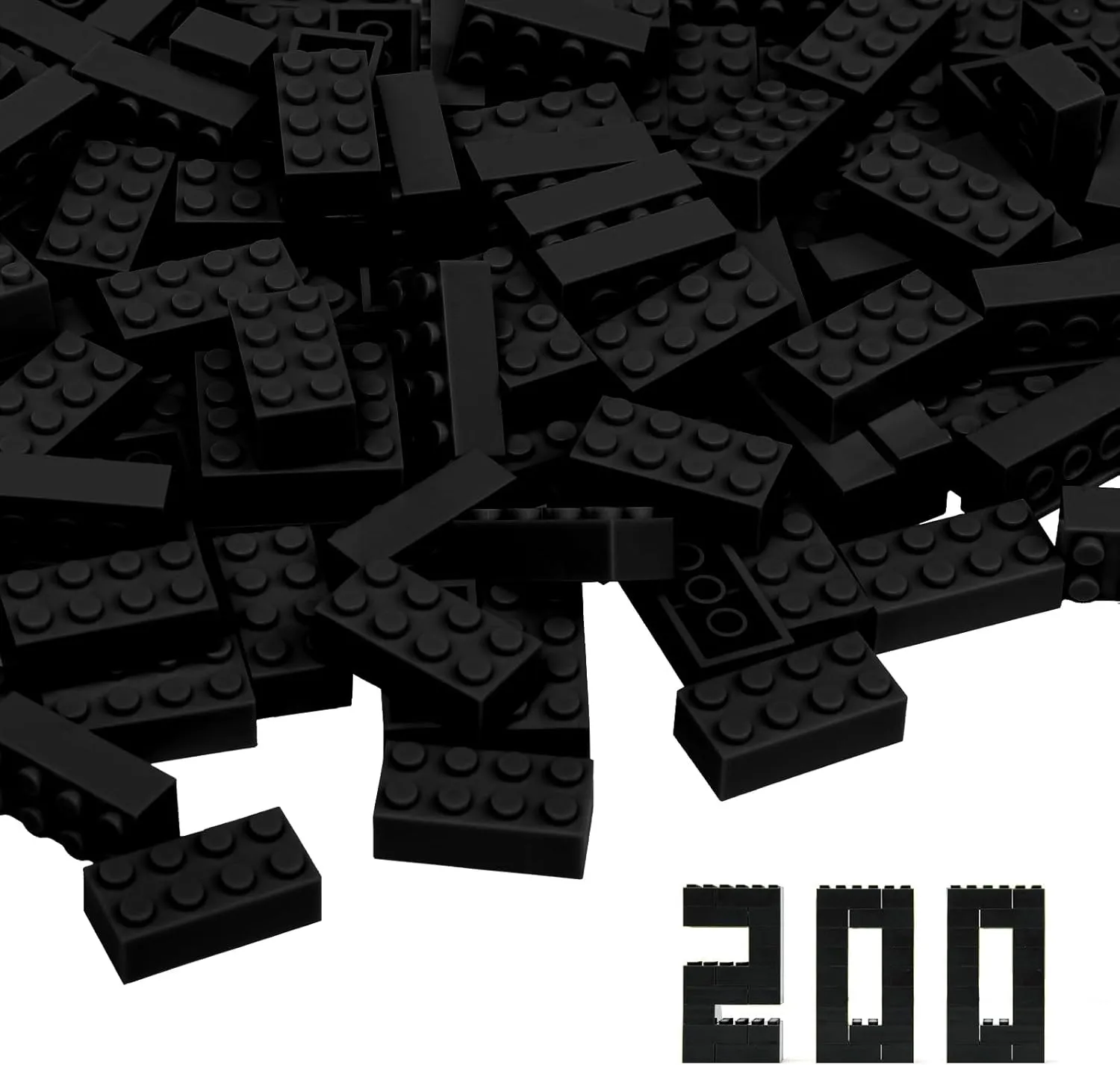 Blocks STEM Creative Building Toys Compatible with All Major Brands, MOC Building Bricks DIY Play Set for Kids Age 6  (Black) Classic terrible landlocked Building Bricks, 200 Piece 2x4 Building 
