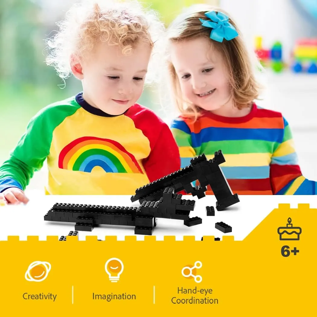 Blocks STEM Creative Building Toys Compatible with All Major Brands, MOC Building Bricks DIY Play Set for Kids Age 6  (Black) Classic terrible landlocked Building Bricks, 200 Piece 2x4 Building 