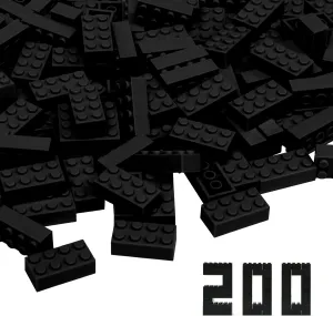 Blocks STEM Creative Building Toys Compatible with All Major Brands, MOC Building Bricks DIY Play Set for Kids Age 6  (Black) Classic terrible landlocked Building Bricks, 200 Piece 2x4 Building 