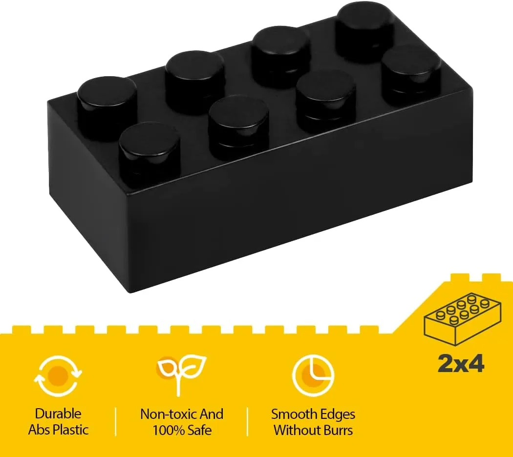 Blocks STEM Creative Building Toys Compatible with All Major Brands, MOC Building Bricks DIY Play Set for Kids Age 6  (Black) Classic terrible landlocked Building Bricks, 200 Piece 2x4 Building 