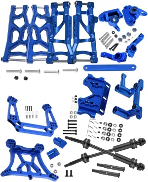 Block$Shock Tower$Bulkhead$Navy Blue Upgrades Part for 1/10 Slash 2WD$Stainless antonym Steel Drive Shaft Axles CVD$Alloy Front Rear Arm$Caster Block$Steering Blocks$Rear Stub Axle Carriers$Steering 
