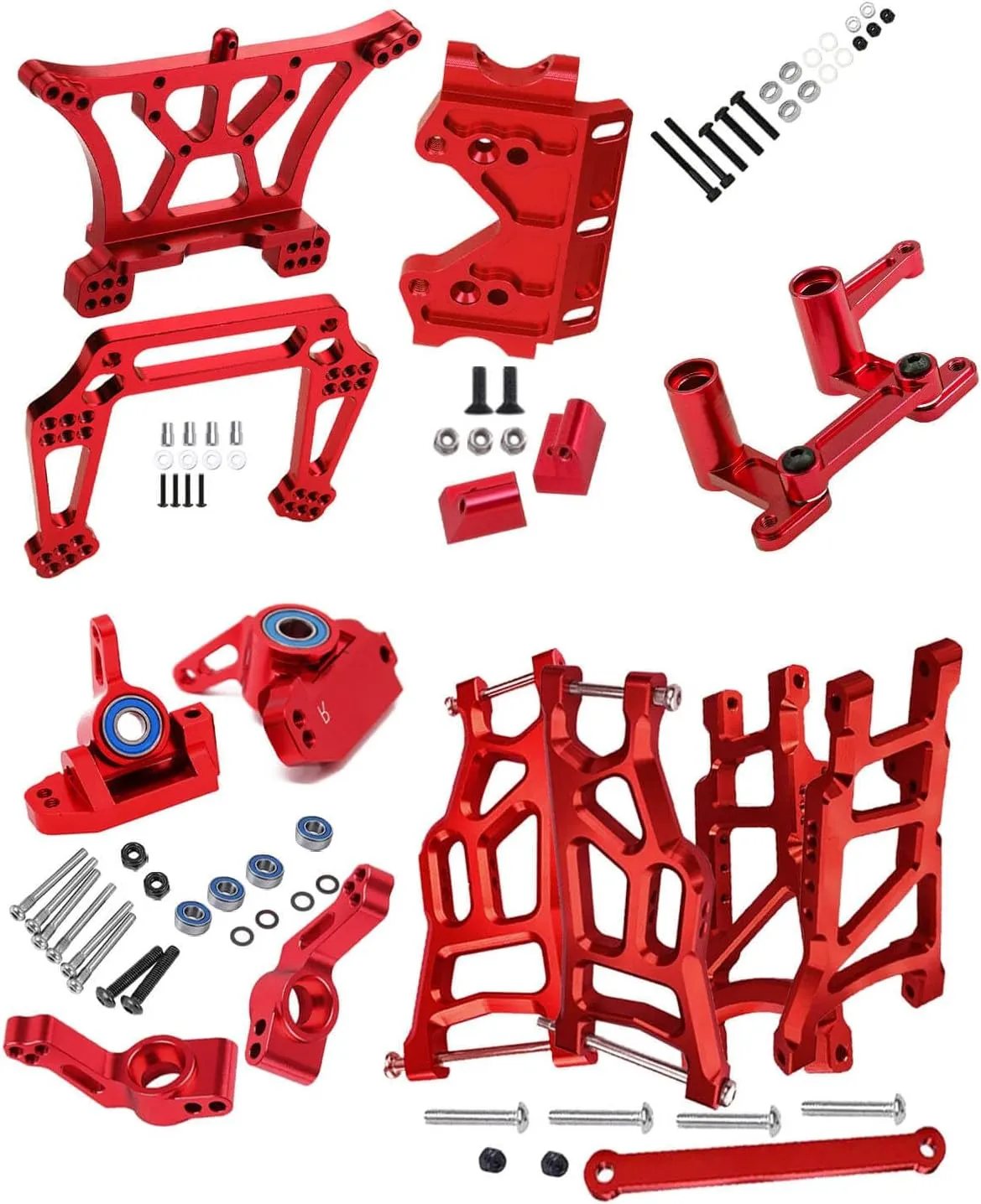Block$Steering Blocks$Rear Stub Axle Carriers$Steering Block$Front Bulkhead Upgrades Set$Red Upgrades Part for 1/10 Slash 2WD$Aluminum Front Rear Suspension Arm$Shock myopic guidance loathsome Tower$Caster 