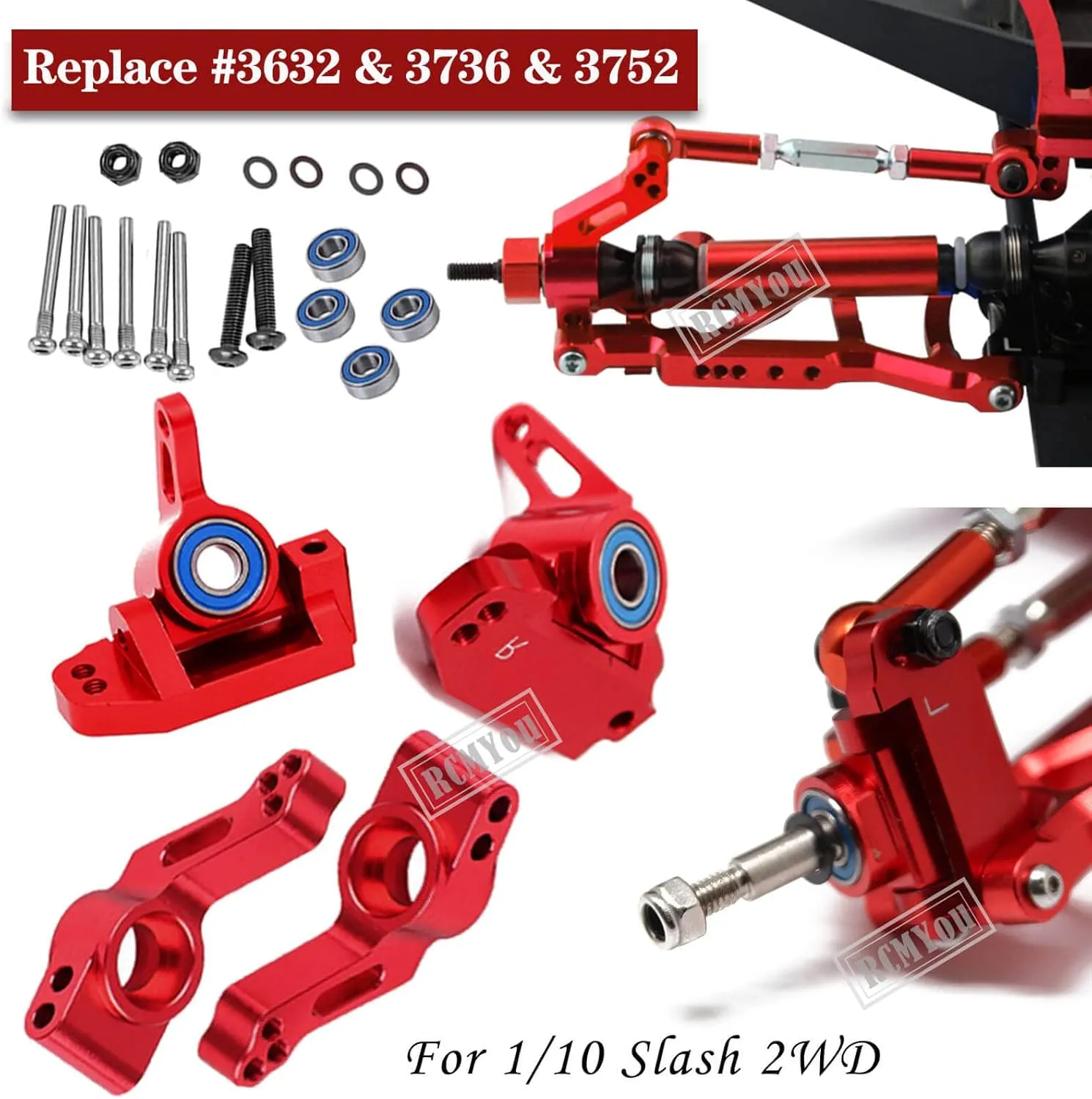 Block$Steering Blocks$Rear Stub Axle Carriers$Steering Block$Front Bulkhead Upgrades Set$Red Upgrades Part for 1/10 Slash 2WD$Aluminum Front Rear Suspension Arm$Shock myopic guidance loathsome Tower$Caster 