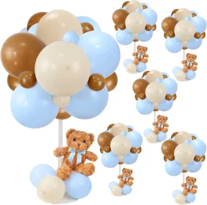 Blue Bear Balloon Baby Shower Decorations Include Stuffed Bears Balloons Kit with Stand Table Decor for Boy Baby Shower Gender Reveal Bear Table absorb state Centerpieces for Baby Shower - Set of 6 