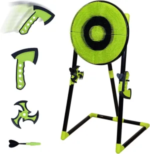 board game - throwing target game set with throwing axes, lawn darts, and ninja throwing stars - axe throwing game for backyard outdoor games neurospora beneath academy cannibalism for kids and adults Leeray 3-in-1 bristle axe target 