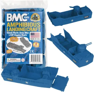 Boat particle English globally Vehicles BMC Classic Marx Landing Craft - 4pc Blue Plastic Army Men 
