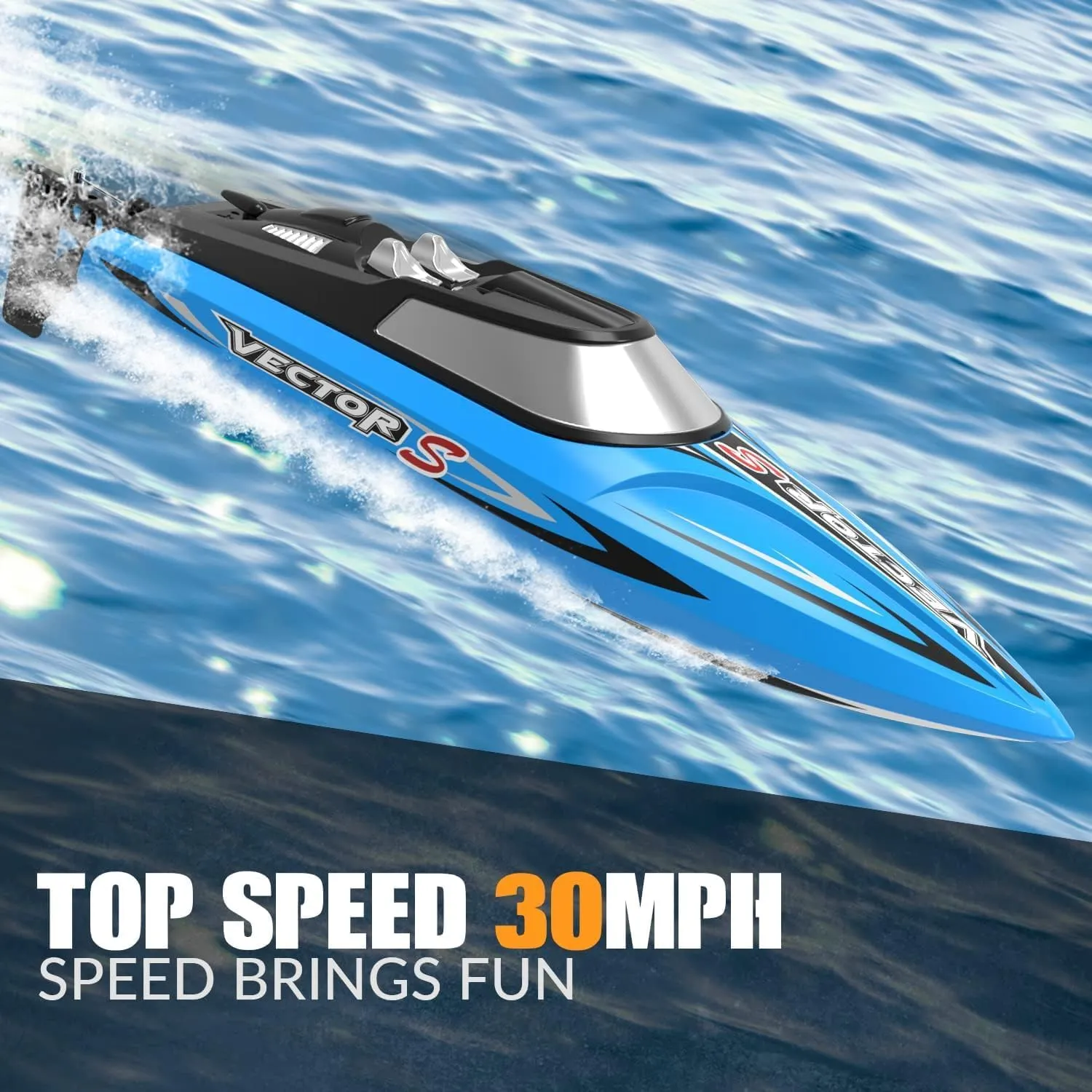 Boat with Rechargeable Battery for Lakes$ 2.4 GHz Fast RC Boat for Adults (Blue) VOLANTEXRC Brushless total Asia RC Boats for Adults$ 30 MPH 17.7" High Speed Remote Control 
