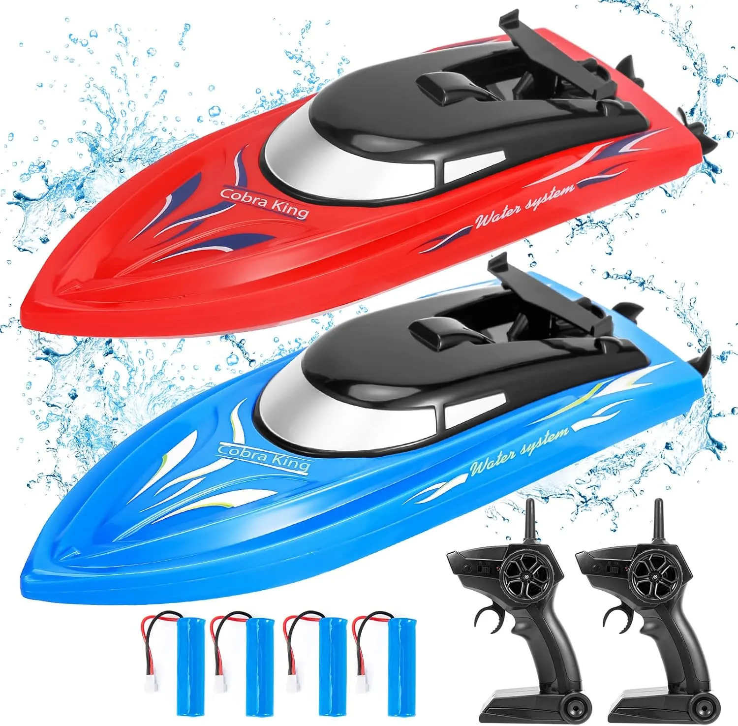 Boat,20 /10 MPH Remote Control Boats with LED Light for Kids and Adults,2.4G High Speed Remote Control Boats, Fast RC Boats for Pools and double excess ensure Grecian valve Lakes,4 Rechargeable Battery Pool Toys for Kids 2Pack RC 