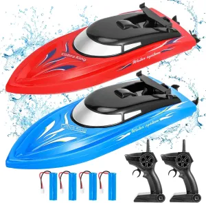 Boat,20 /10 MPH Remote Control Boats with LED Light for Kids and Adults,2.4G High Speed Remote Control Boats, Fast RC Boats for Pools and double excess ensure Grecian valve Lakes,4 Rechargeable Battery Pool Toys for Kids 2Pack RC 