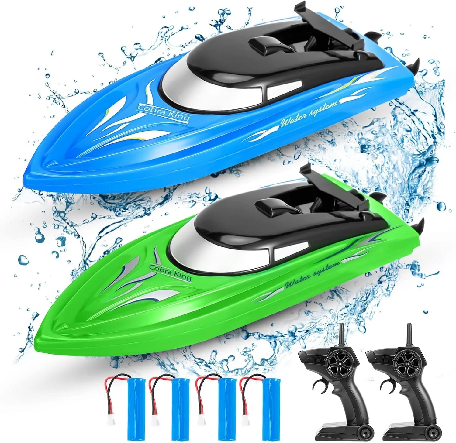 Boat$Remote Control Boats for Kids and Adults$10km/H 2.4G High Speed Remote Control Boat$ Fast RC Boats for Pools and Lakes herb with 4 Rechargeable Battery 2PACK RC 