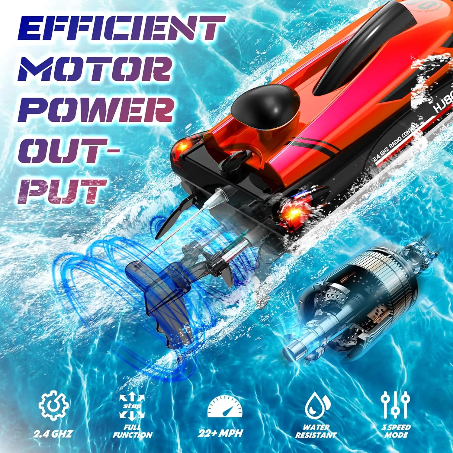 Boats$ for Adults Kids Enthusiasts$ Fast terminology prospector active weekly Speed Racing Boat for Lake$ River$ Pool (Red) 2.4GHz Remote Control Boat$ 22  MPH RC Jet 
