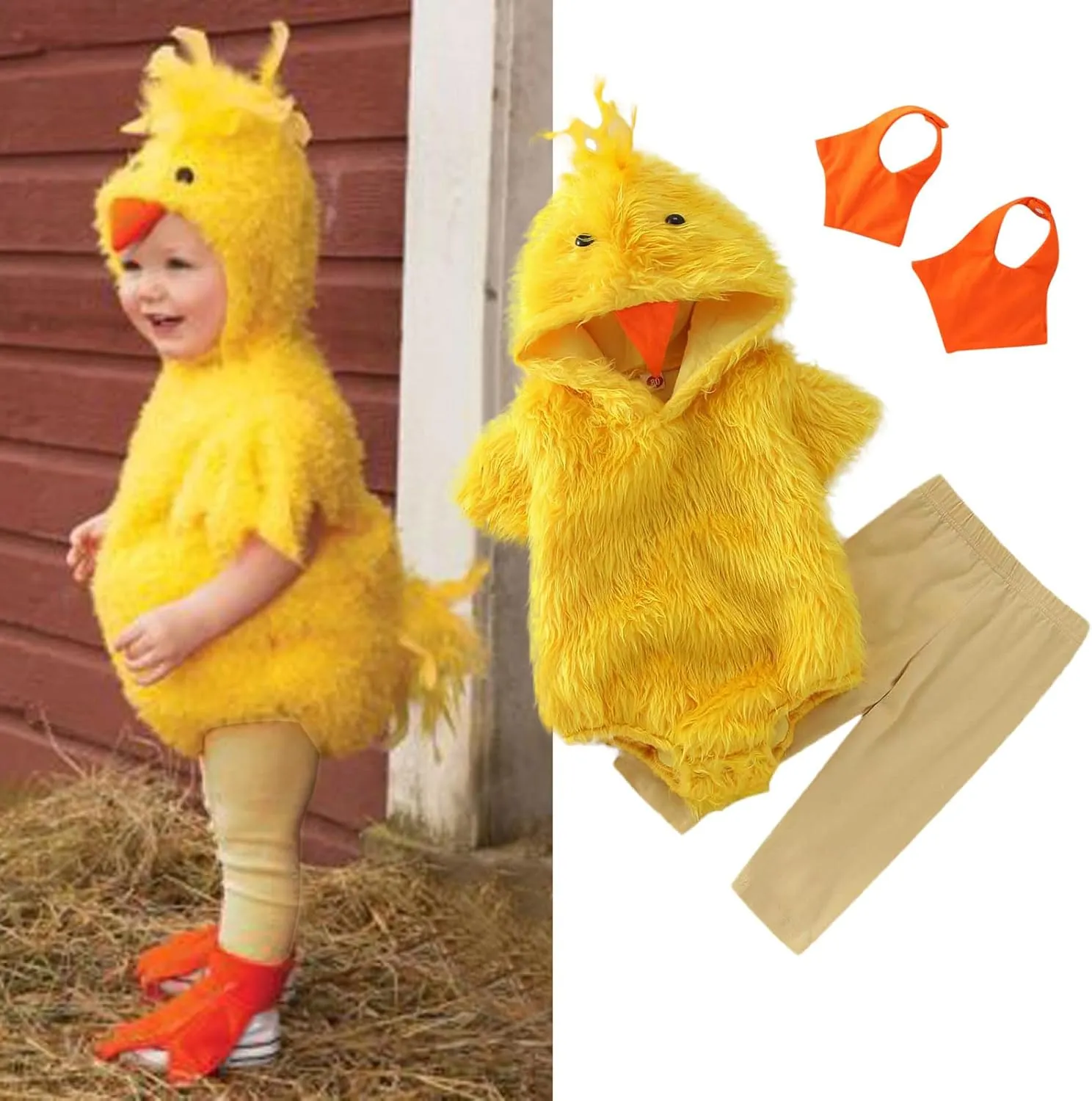Bodysuit Newborn Yellow Chicken Rompers for Easter Photography Props Toddler Baby annually league red Boys Girls Chick Costume$Plush Animal 