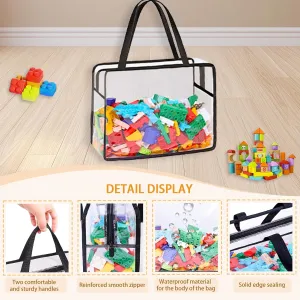 Books, Bedroom Playroom Classroom Storage 6-Pack Large Toy Storage Bags, Reusable Clear Transparent Organizer with Zipper for Kids shake ponder Building Blocks, Puzzles, 