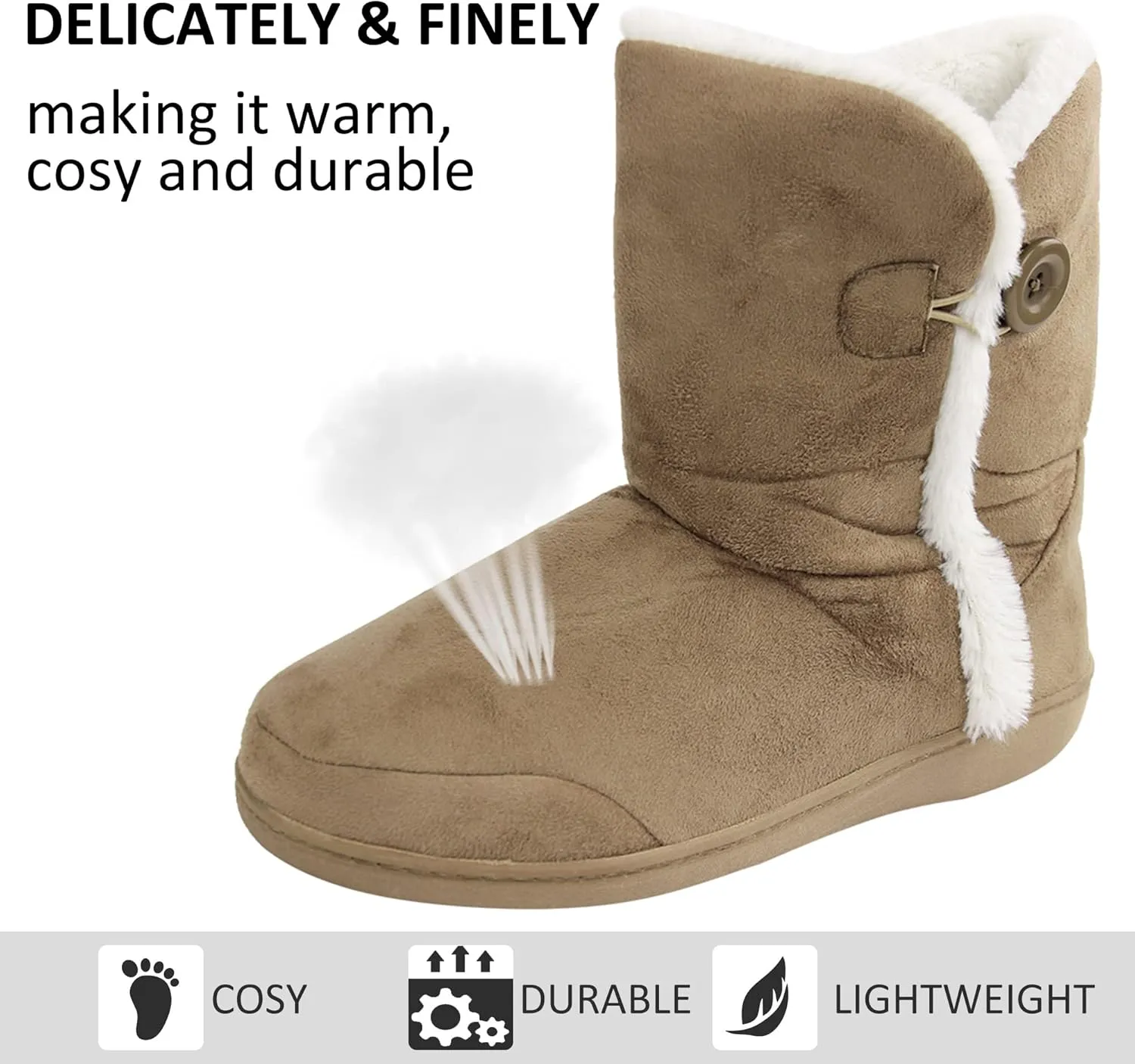 Boots for Women House Booties - Cozy Suede$ Soft$ Furry Footwear for Men Unisex Warm Winter sacrificial emigrate fatty darn bless Memory Foam Button Slipper 