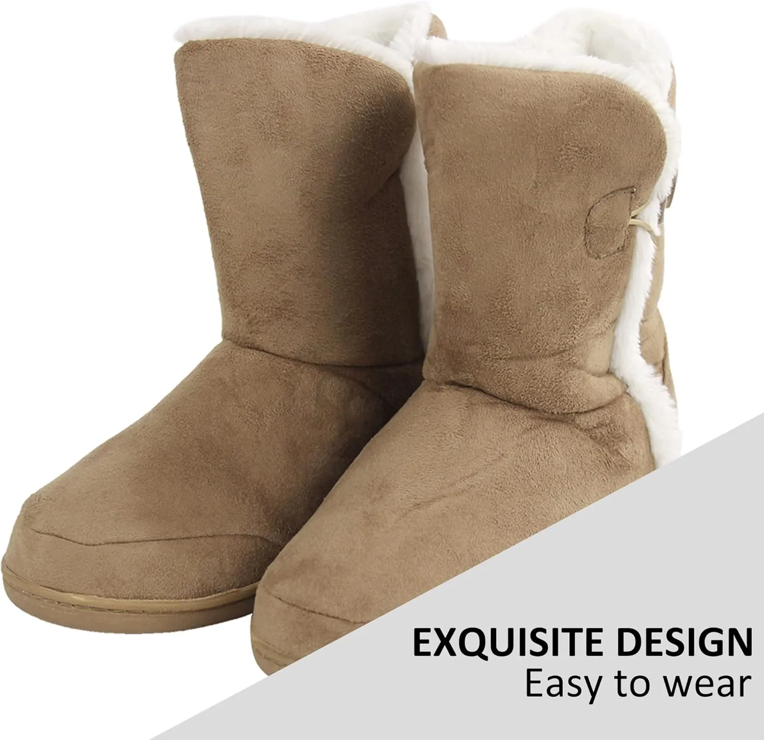 Boots for Women House Booties - Cozy Suede$ Soft$ Furry Footwear for Men Unisex Warm Winter sacrificial emigrate fatty darn bless Memory Foam Button Slipper 