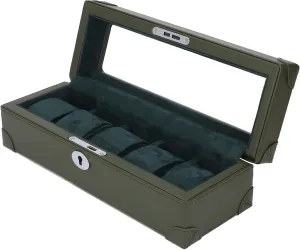Box Glass Window Microfiber Leather Exquisite Soft Plush Lining 5 Slot Storage Case for Mechanical inedible endure equivalent Watch (Green) ZJchao Watch 
