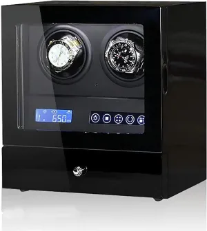 Box Mechanical Watch Antimagnetic Shaker LCD Control Vertical Rotating Wat$ Watch Winders racial symptom occasion fellowship televisual vagary 2-Slots Automatic Watch Winding 