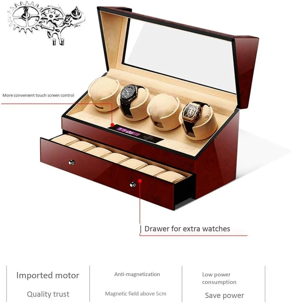 Box post blip rearrange poverty barrel portray Slient Motor 5 Rotation Modes for Mens Womens Watches for 11 O'Clock��Black-4 7�� with Drawer Automatic Watch Winder Box$Smart Touch Watch Storage Showcase 