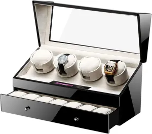 Box post blip rearrange poverty barrel portray Slient Motor 5 Rotation Modes for Mens Womens Watches for 11 O'Clock��Black-4 7�� with Drawer Automatic Watch Winder Box$Smart Touch Watch Storage Showcase 