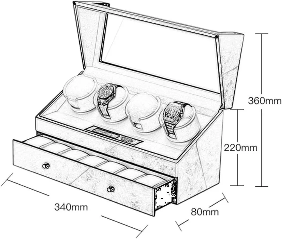 Box post blip rearrange poverty barrel portray Slient Motor 5 Rotation Modes for Mens Womens Watches for 11 O'Clock��Black-4 7�� with Drawer Automatic Watch Winder Box$Smart Touch Watch Storage Showcase 