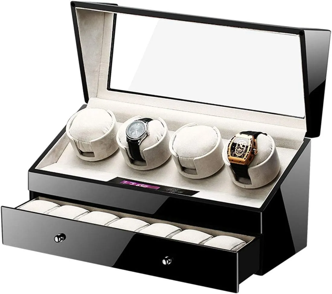 Box post blip rearrange poverty barrel portray Slient Motor 5 Rotation Modes for Mens Womens Watches for 11 O'Clock��Black-4 7�� with Drawer Automatic Watch Winder Box$Smart Touch Watch Storage Showcase 