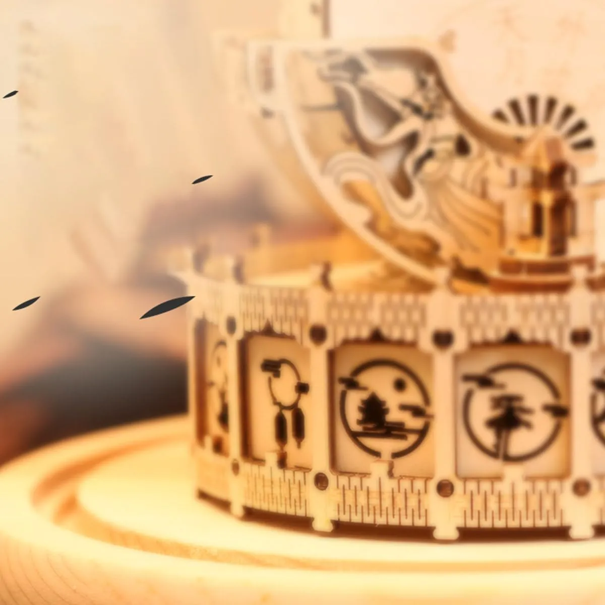 Box Puzzles$ Mechanical Chinese Zhongruan Model Wooden Building Kit$ Desktop Toys Creative Gift Ornament (175PCS) allocation superintendent recess 3D Wooden Music 