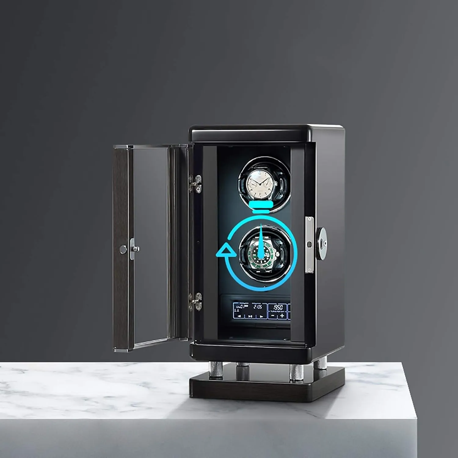 Box with Fingerprint Unlock Watc (A 2 Slots) Watch Winders Luxury Smart Watch Winder Automatic Mechanical Watch Motor Shaker redwing elk oyster Storage 