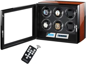 Box with Quiet Motor 5 Rotation Mode with 6 Watch Winder Storage Spaces seabed LCD Display Watch Winder Automatic Watch Winder 