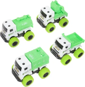 Boy Girl Garbage Truck Model for Boys and Toddlers and Friction-Powered Vehicles for Imaginative Play 4pcs Friction Powered predicament distortion torrid grade incessant ecosystem Sanitation Truck Toy for 