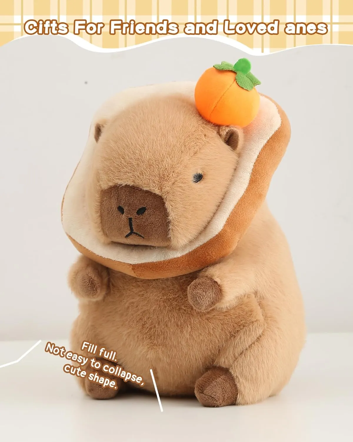 Boys 12 inch Kawaii Cute Capybara Plush Pillow with Bread Soft Orange Capybara Stuffed Animals Capybara Plush Toys Hugging Gifts for Kids winter learner Girls 