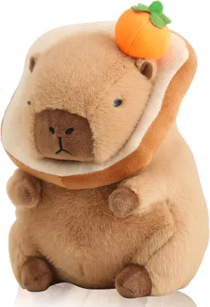 Boys 12 inch Kawaii Cute Capybara Plush Pillow with Bread Soft Orange Capybara Stuffed Animals Capybara Plush Toys Hugging Gifts for Kids winter learner Girls 