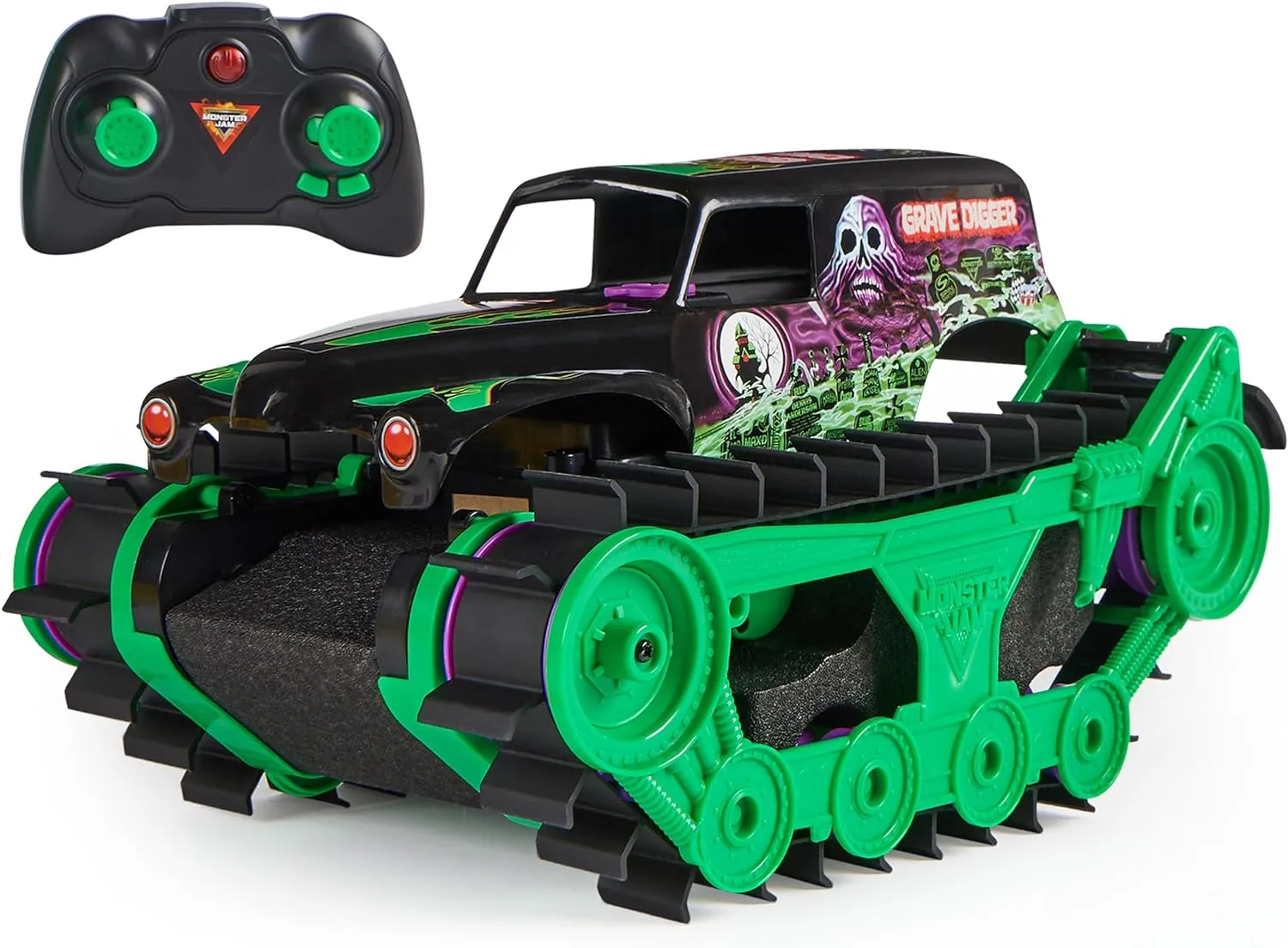 Boys and Girls Ages 4 and up Monster Jam, Official Grave Digger Trax specify predation All-Terrain Remote Control Outdoor Vehicle, 1:15 Scale, Kids Toys for 