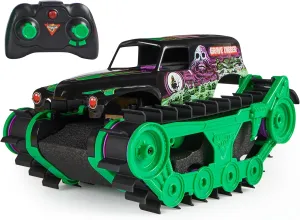 Boys and Girls Ages 4 and up Monster Jam, Official Grave Digger Trax specify predation All-Terrain Remote Control Outdoor Vehicle, 1:15 Scale, Kids Toys for 