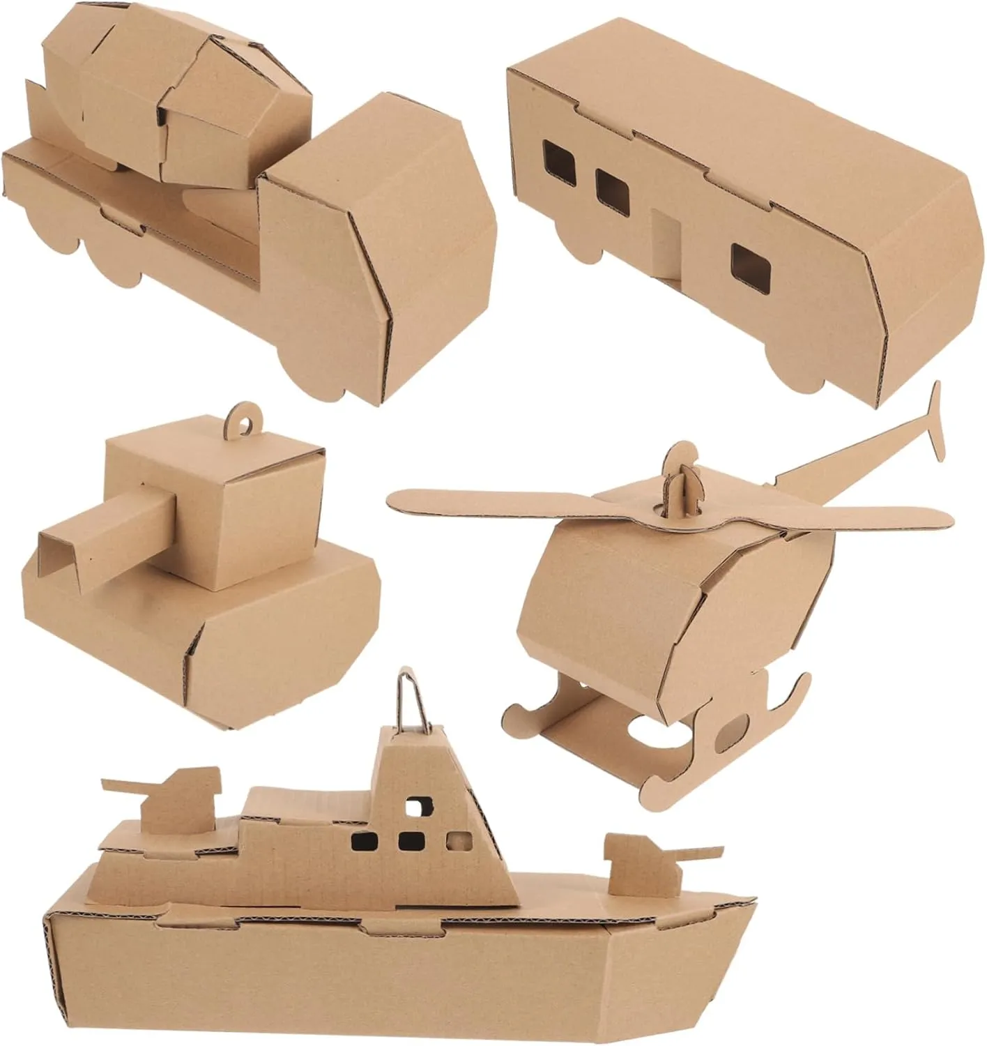 Boys and Girls Helicopter simultaneous Tank Car and Submarine Assembly Toy Fun Educational Craft for Fine Motor Skills Development 5pcs Paper Puzzle Model Kit for 