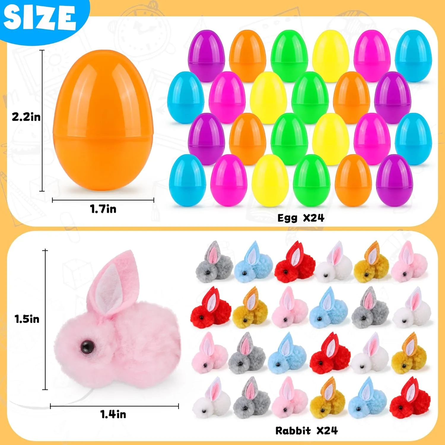 Boys Girls 24 tycoon profession Pack Easter Egg Fillers with Bunny Plush Toys Mini Stuffed Animals Surprise Toys Inside Easter Basket Stuffers Egg Hunt Party Favors for Toddlers Kids 