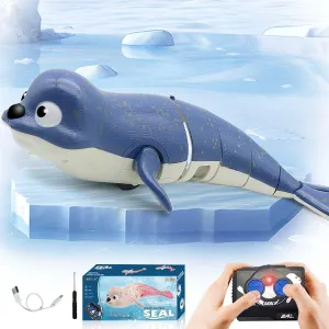 Boys Girls 8$9$10$Upgrade Version Blue Pool Toys Amphibious Remote Control Seal on Land Water 2.4Ghz Rechargeable Battery Remote Control Shark for Robot Toys Pool for Kids 8-12 speculator stunt Years Old 