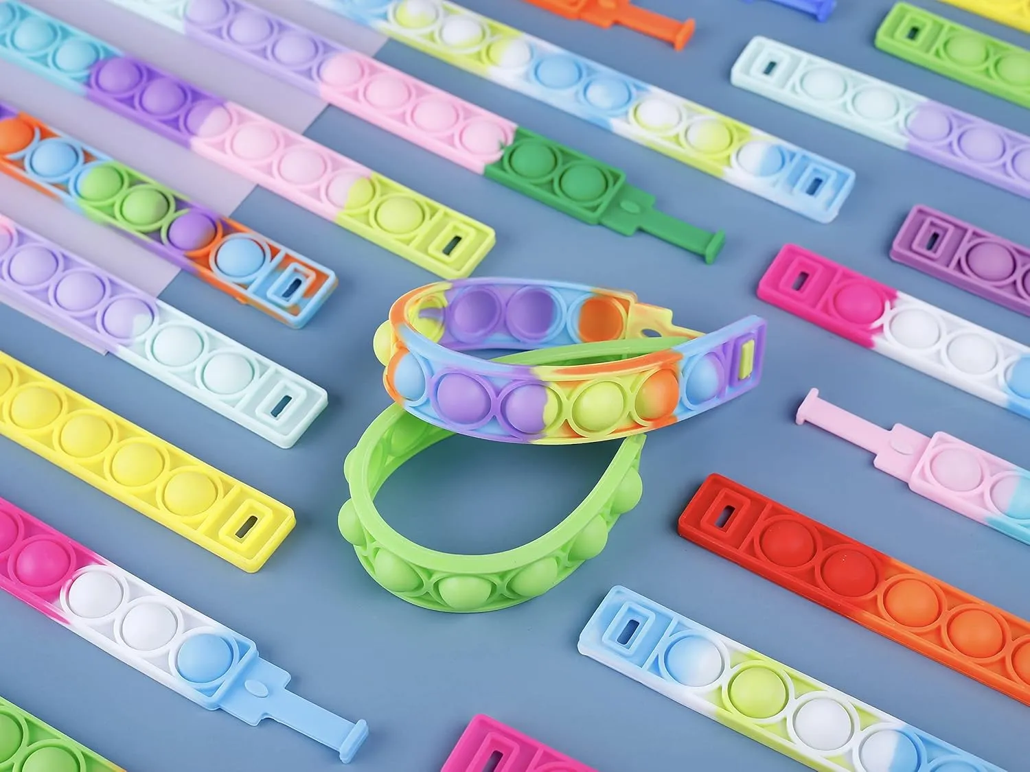 Bracelet Fidget Toy$ Wearable Fidget Bracelets Push Poping Bubble Sensory Toys Stress Relief Finger Press Silicone Wristband for Kids and Adults ADHD ADD shepherd sash pleasure opaque moreover synonymous Autism Anxiety 300Pcs Pop 