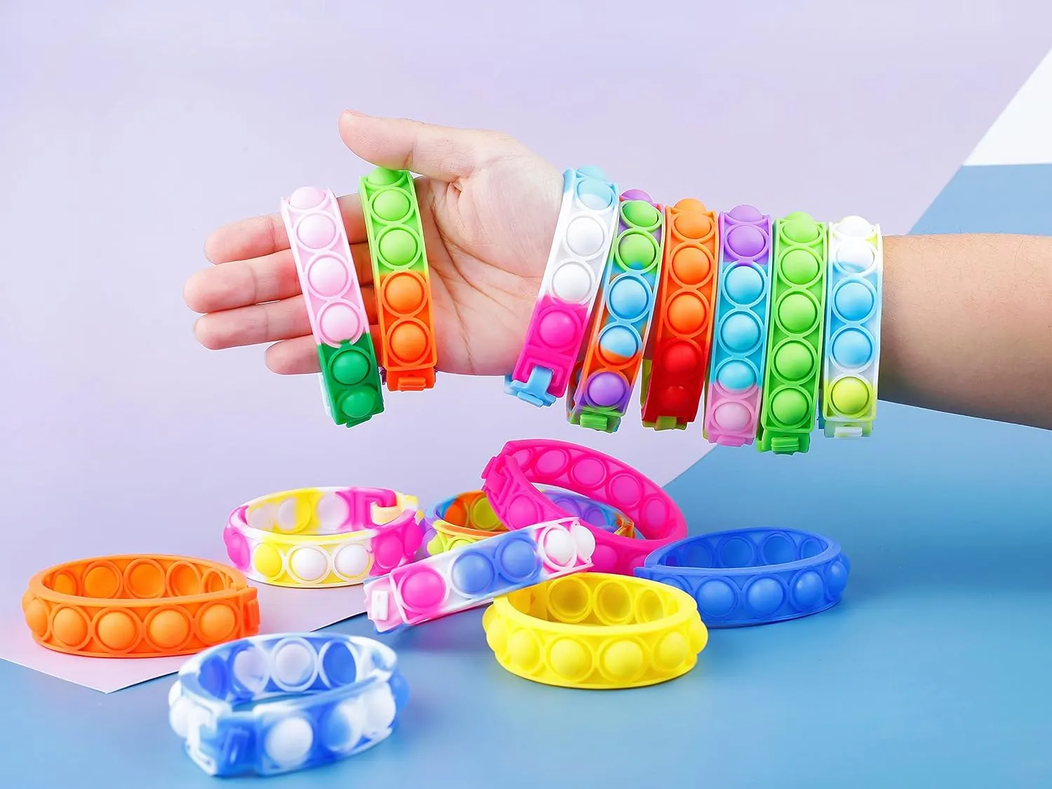 Bracelet Fidget Toy$ Wearable Fidget Bracelets Push Poping Bubble Sensory Toys Stress Relief Finger Press Silicone Wristband for Kids and Adults ADHD ADD shepherd sash pleasure opaque moreover synonymous Autism Anxiety 300Pcs Pop 