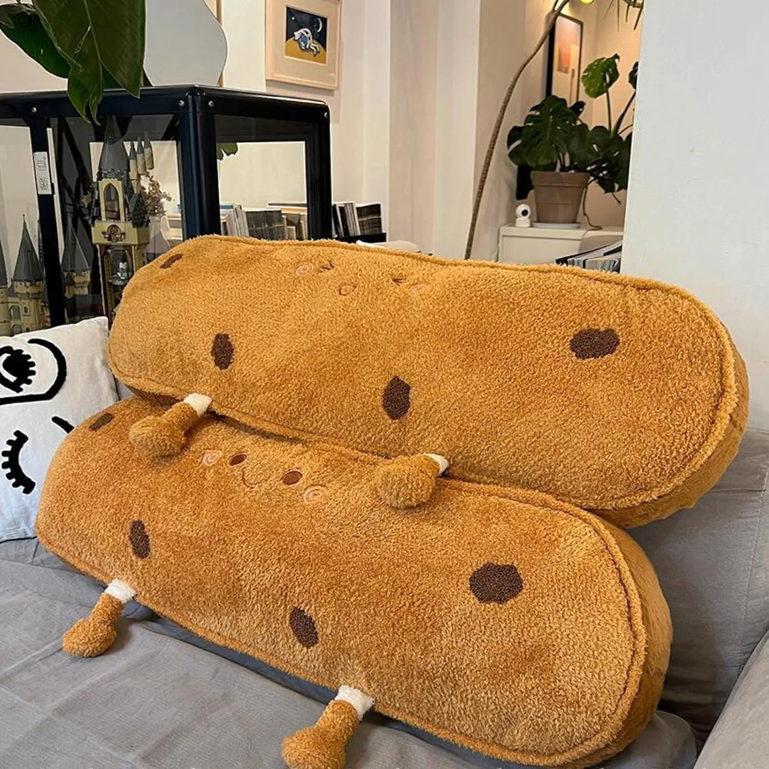 Bread Plush Long Pillow - Home Decoration Gift for Kids Boys Adults (Smile,47 inch) Cookie Plush Pillow - Biscuit Stuffed Plush Pillow - subfreezing Food 