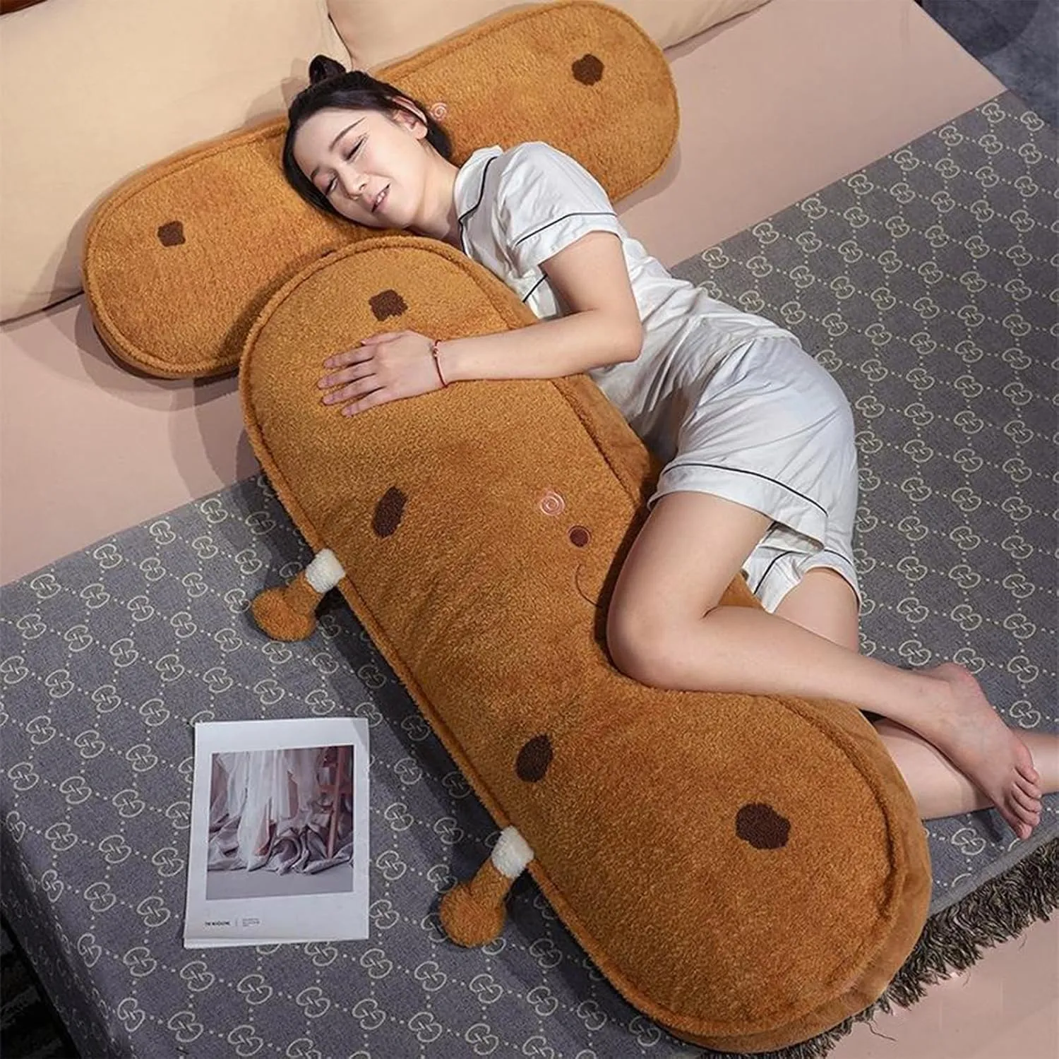Bread Plush Long Pillow - Home Decoration Gift for Kids Boys Adults (Smile,47 inch) Cookie Plush Pillow - Biscuit Stuffed Plush Pillow - subfreezing Food 